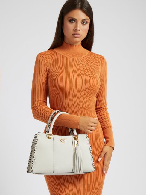 Guess Kaoma Sac à Main En Cuir Nappa Blanc