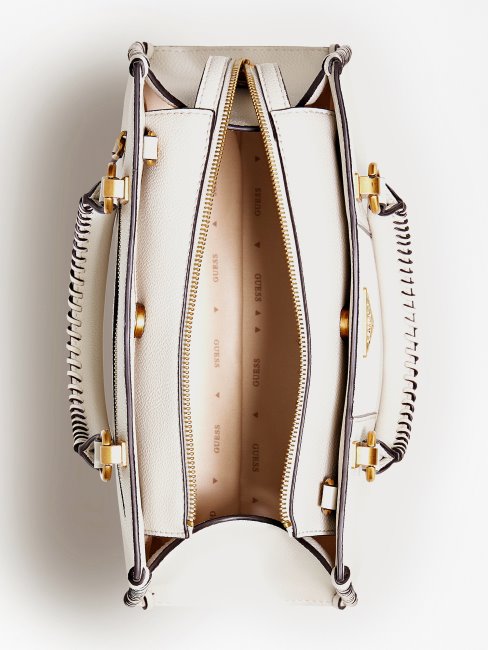 Guess Kaoma Sac à Main En Cuir Nappa Blanc