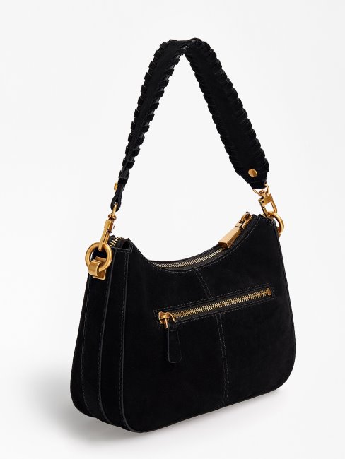 Guess Kaoma Mini Sac à Bandoulière En Daim Noir