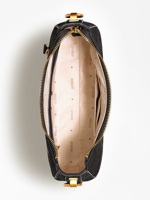 Guess Kaoma Mini Sac à Bandoulière En Daim Noir