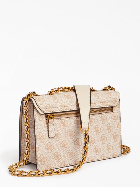 Mini Sac à Bandoulière Guess Izzy 4g Logo Crème