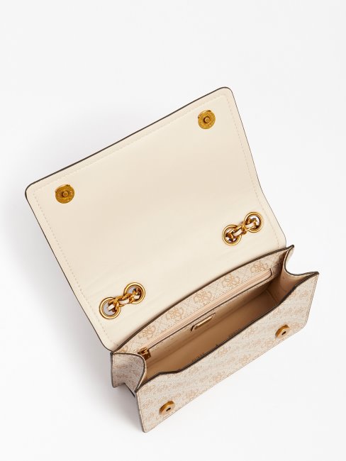 Mini Sac à Bandoulière Guess Izzy 4g Logo Crème