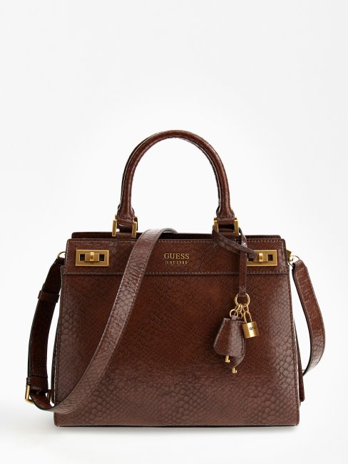 Sac à Main Guess Katey Imprimé Python Marron