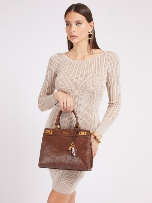 Sac à Main Guess Katey Imprimé Python Marron
