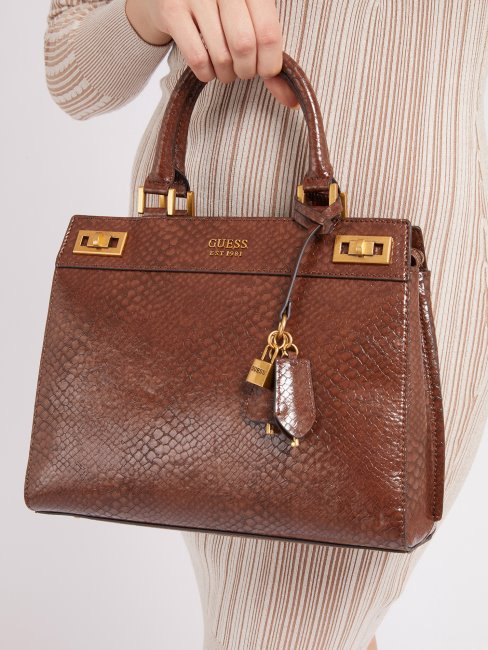 Sac à Main Guess Katey Imprimé Python Marron