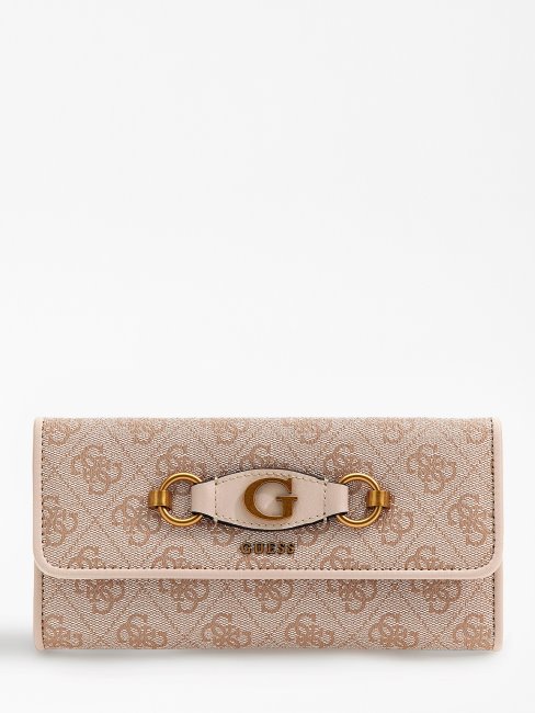 Guess Izzy 4g Logo Maxi Portefeuille Crème