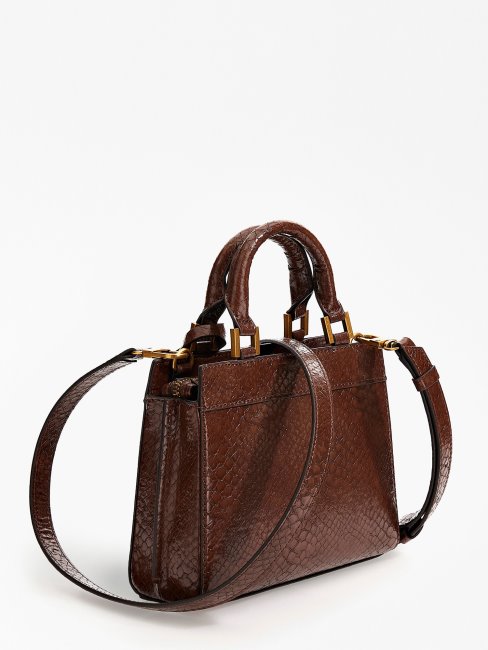 Mini Sac à Main Guess Katey Imprimé Python Marron