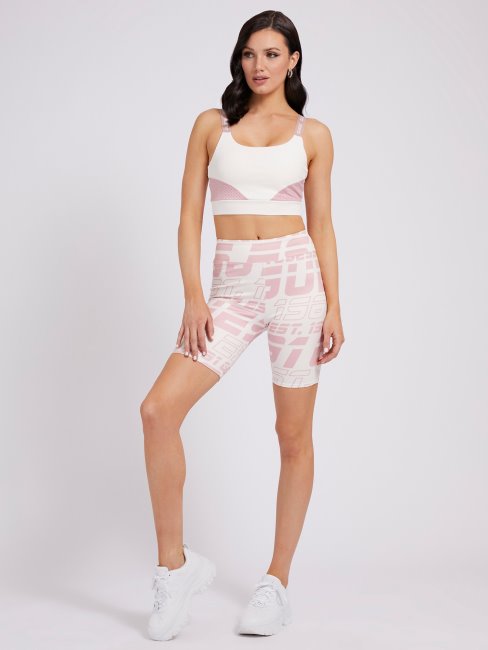 Guess Short De Motard Rose Avec Logo Sur L'ensemble
