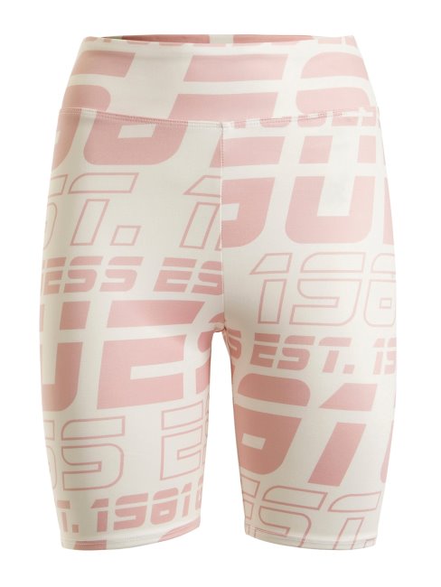 Guess Short De Motard Rose Avec Logo Sur L'ensemble