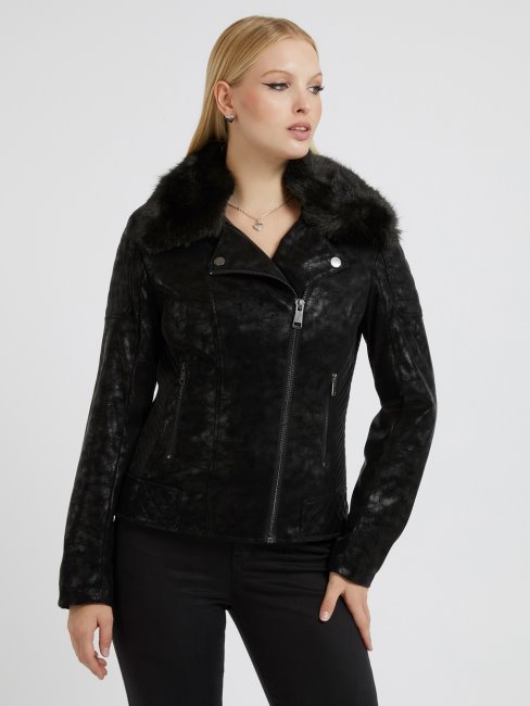 Blouson Simili Cuir Noir Guess