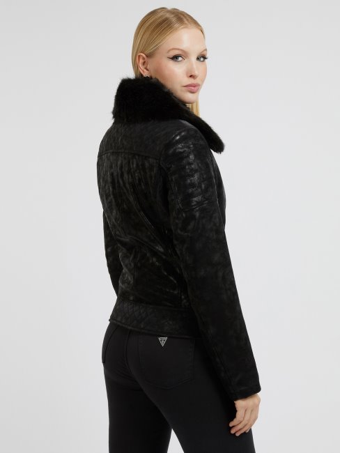 Blouson Simili Cuir Noir Guess