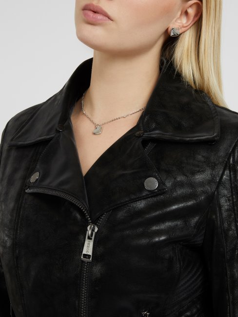 Blouson Simili Cuir Noir Guess