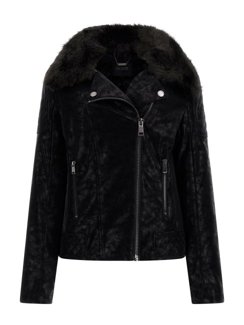 Blouson Simili Cuir Noir Guess