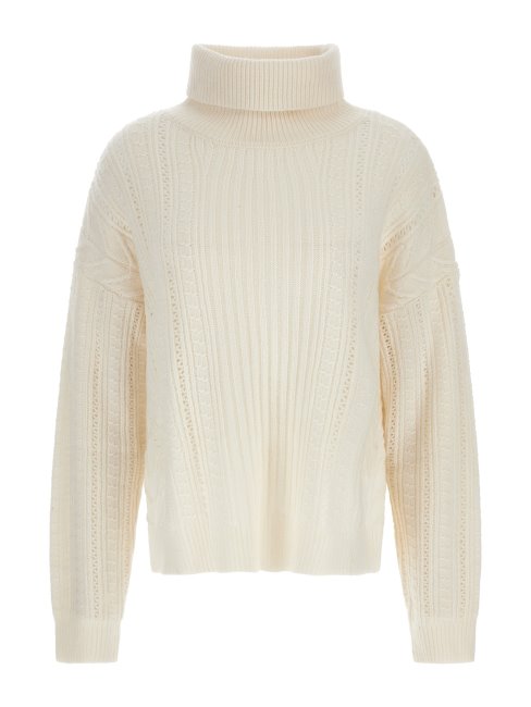 Pull Torsadé En Laine Mélangée Guess Blanc