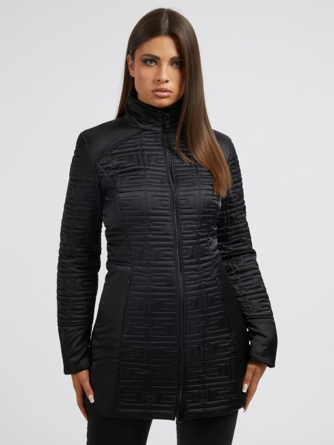 Veste Longue Logo Brodé Guess Noire