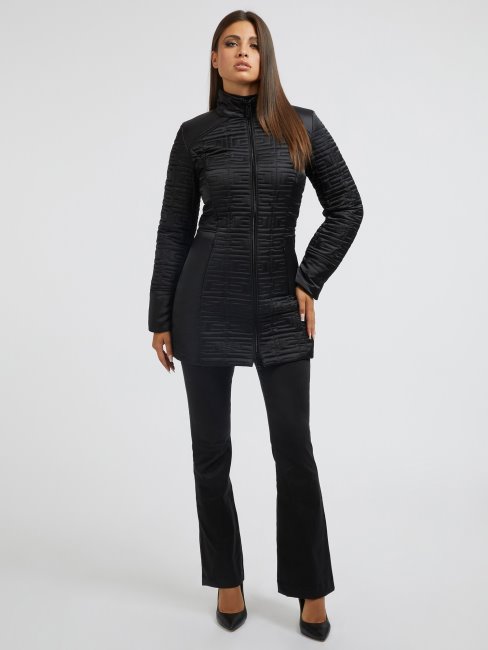 Veste Longue Logo Brodé Guess Noire