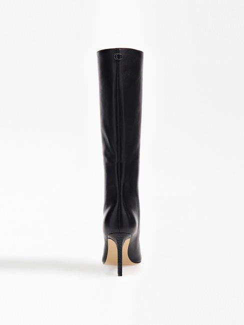 Guess Bottes Hautes Dayton En Cuir Véritable Noir