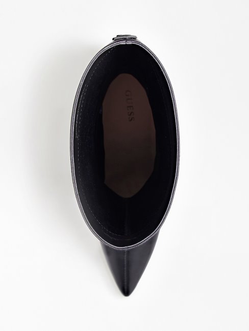 Guess Bottes Hautes Dayton En Cuir Véritable Noir