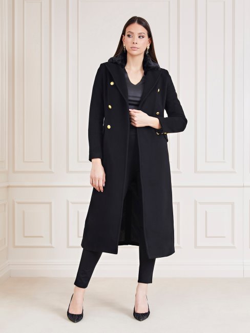 Guess Marciano Manteau En Laine Mélangée Noir