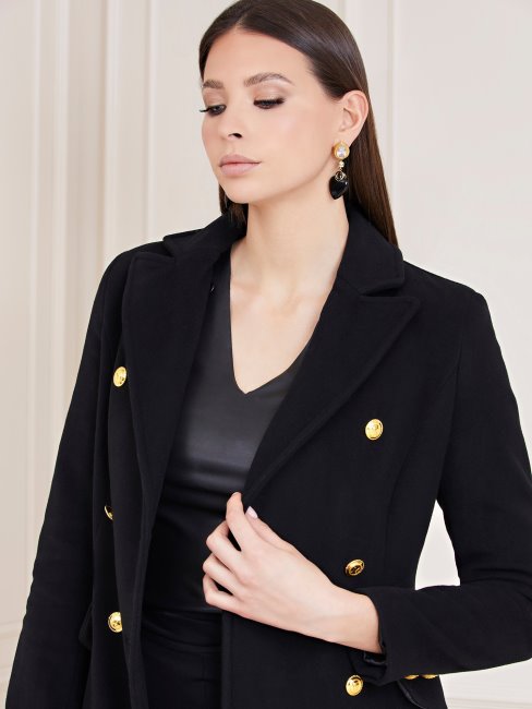 Guess Marciano Manteau En Laine Mélangée Noir