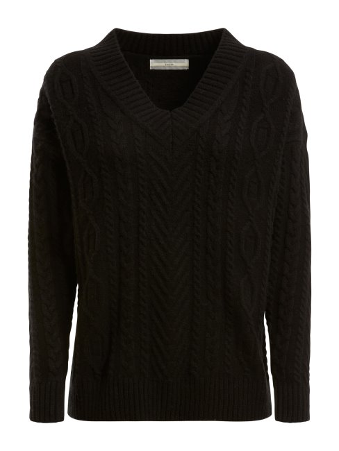 Guess Pull Noir En Laine Mélangée à Torsades