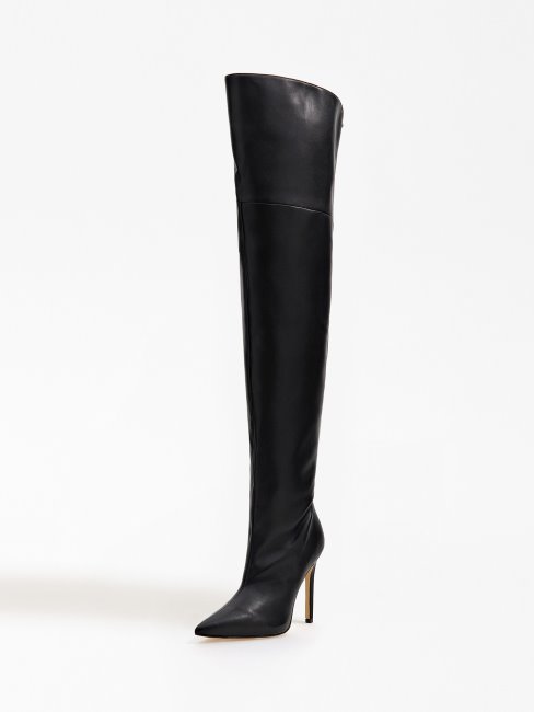 Guess Bottes Hautes Amaze En Similicuir Noir