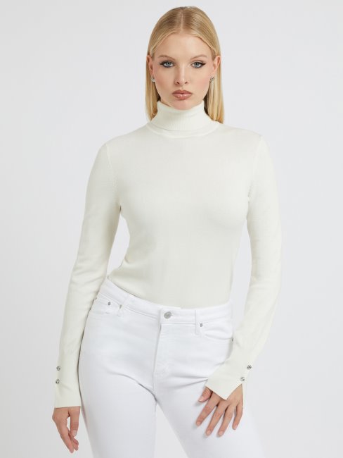 Guess Pull Col Roulé Blanc