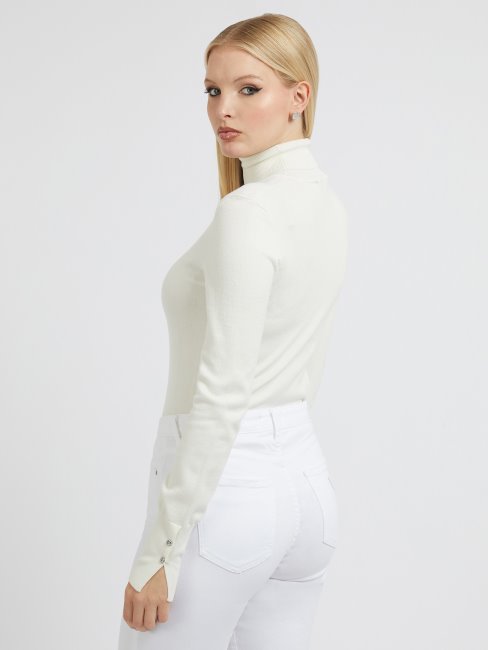 Guess Pull Col Roulé Blanc