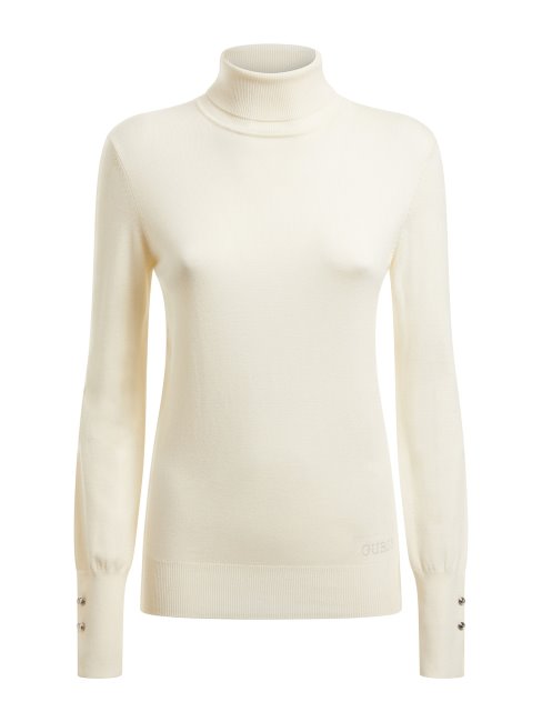 Guess Pull Col Roulé Blanc