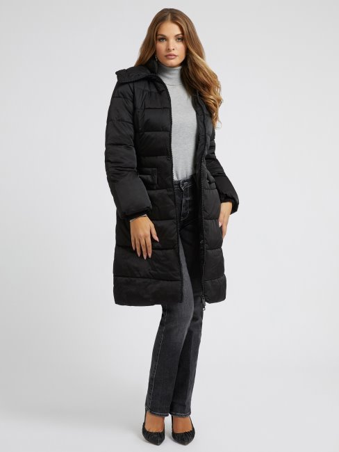 Longue Doudoune Ceinturée Noire