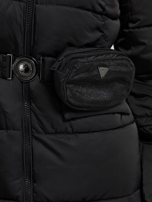 Longue Doudoune Ceinturée Noire