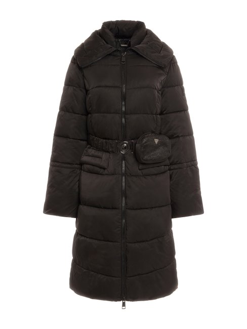Longue Doudoune Ceinturée Noire