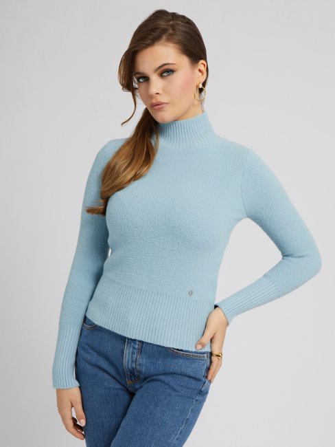 Pull Col Roulé Guess Bleu