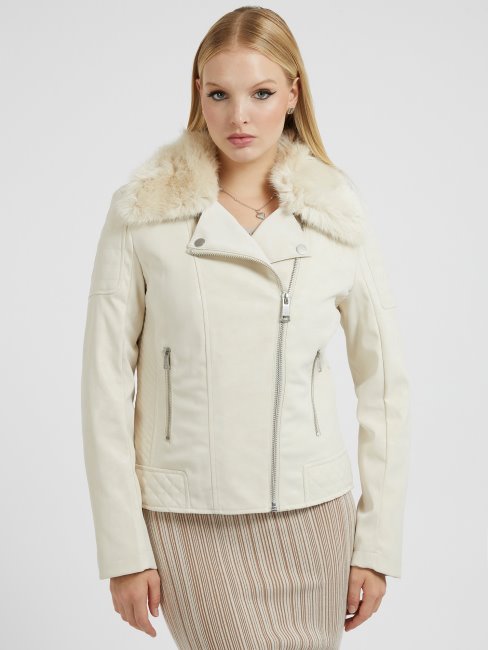 Veste En Similicuir Beige Guess