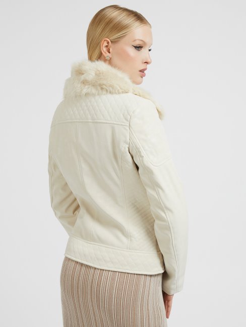 Veste En Similicuir Beige Guess