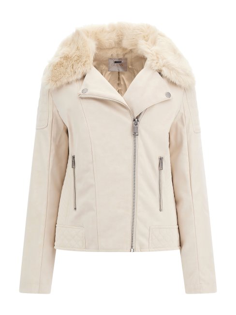 Veste En Similicuir Beige Guess