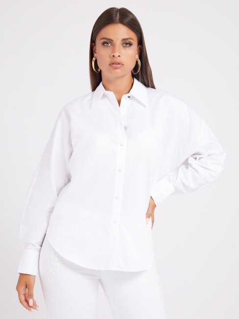 Chemise Blanche En Popeline Coupe Regular Guess