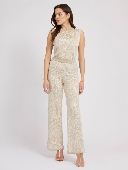 Top Pull Guess Crème Effet Animalier