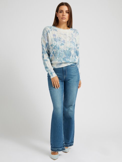 Pull En Laine Mélangée Fantaisie Florale Guess