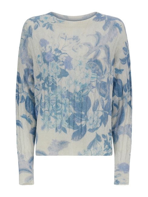 Pull En Laine Mélangée Fantaisie Florale Guess