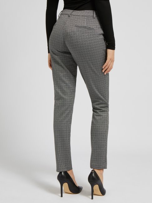 Guess Pantalon Pied De Poule Lurex Gris