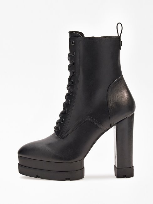 Guess Bottes Basses En Cuir Véritable Noir