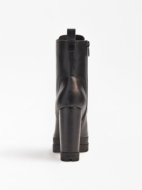 Guess Bottes Basses En Cuir Véritable Noir