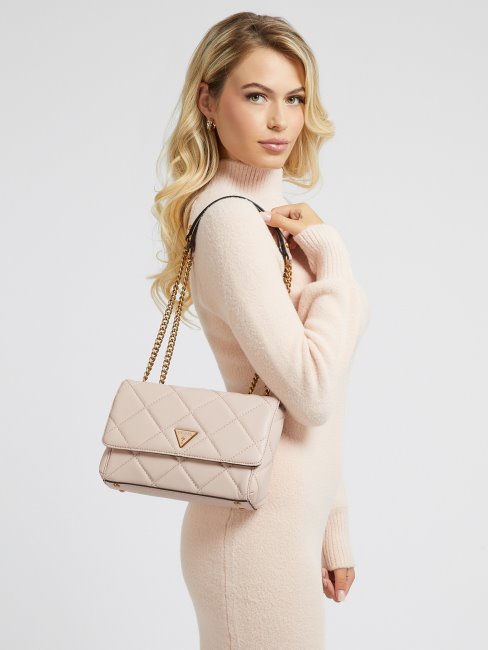 Guess Cessily Sac à Bandoulière Matelassé Beige