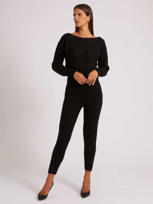 Pull Torsadé En Cachemire Mélangé Guess Noir