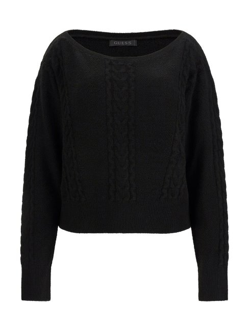Pull Torsadé En Cachemire Mélangé Guess Noir