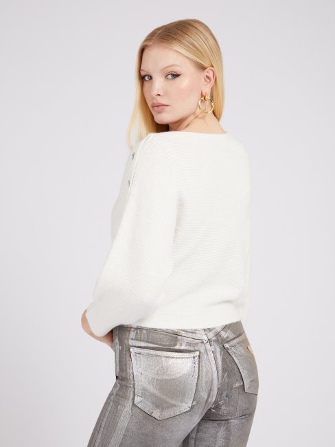 Guess Pull Blanc à épaules Dénudées
