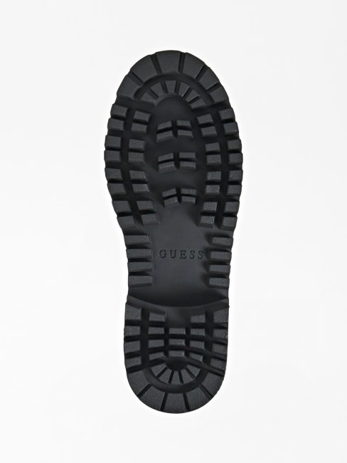 Guess Olone Botte De Combat En Cuir Véritable Noir