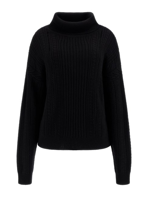 Pull Guess Noir En Laine Mélangée à Torsades