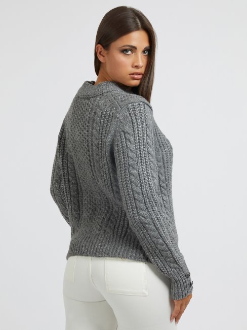 Pull Guess Gris En Laine Mélangée Lurex